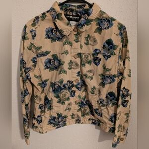 Sag Harbor Women's Cropped Floral Pattern Utility Jacket (MP)